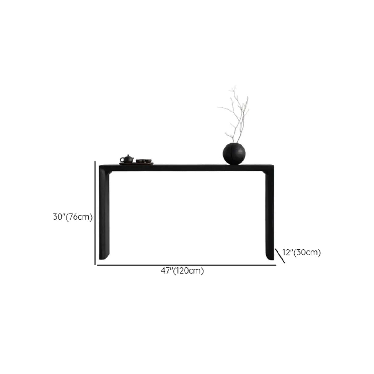 Sleek Rectangular Black Wood Entryway Console Table 