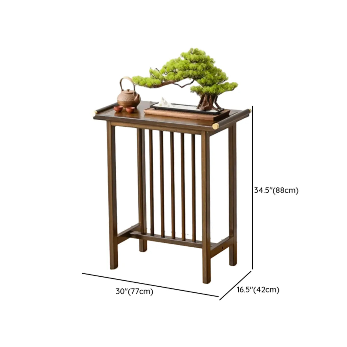 Sleek Rectangular Natural Wood Storage Console Table 