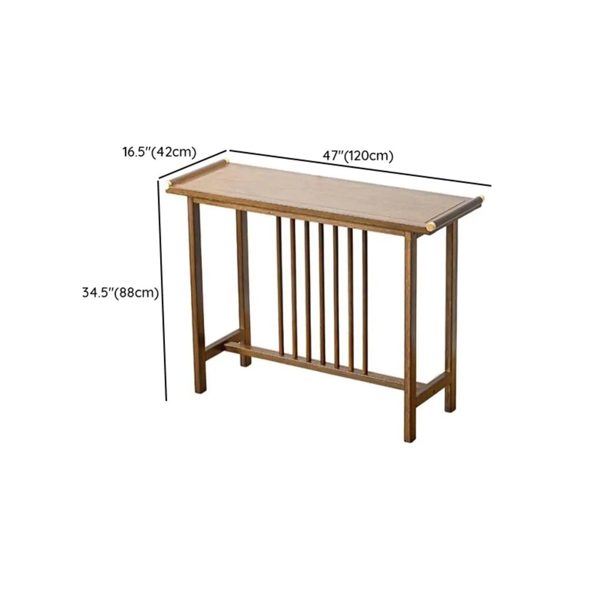 Sleek Rectangular Natural Wood Storage Console Table Image - 13