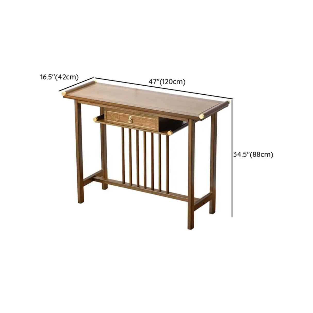 Sleek Rectangular Natural Wood Storage Console Table Image - 14