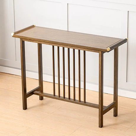 Sleek Rectangular Natural Wood Storage Console Table Image - 2