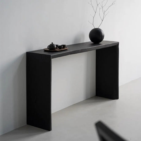 Sleek Rectangular Wood Sled Base Foyer Console Table Image - 1