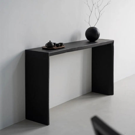 Sleek Rectangular Wood Sled Base Foyer Console Table Image - 1