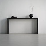 Sleek Rectangular Wood Sled Base Foyer Console Table Image - 2