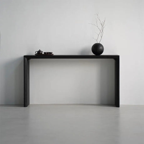 Sleek Rectangular Wood Sled Base Foyer Console Table Image - 2