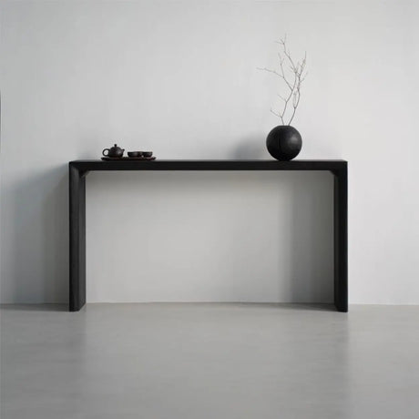 Sleek Rectangular Wood Sled Base Foyer Console Table Image - 2
