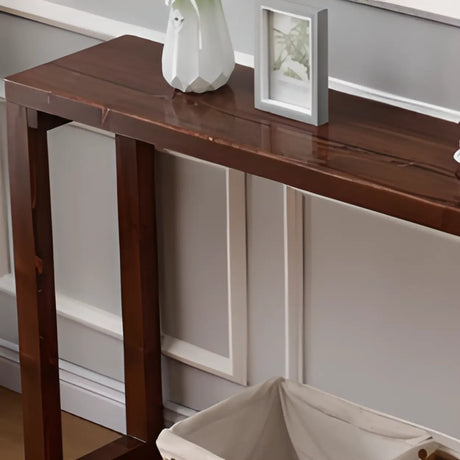 Sleek Rectangular Wood Sledge Base Cocoa Console Table Image - 1