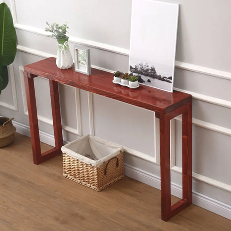 Sleek Rectangular Wood Sledge Base Cocoa Console Table Image - 2