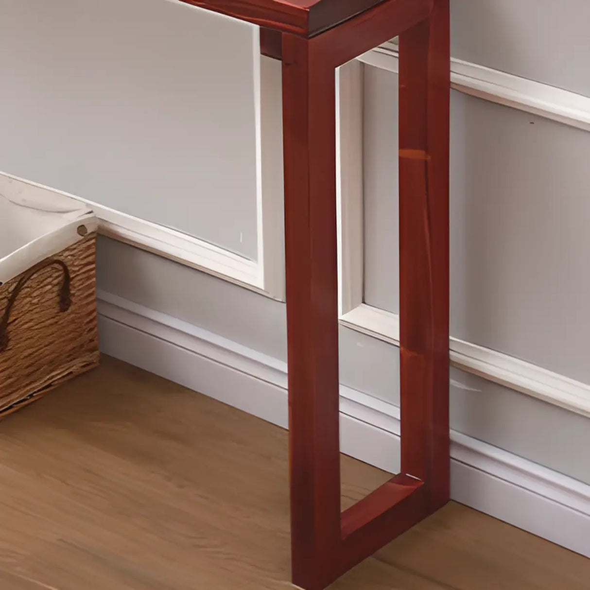 Sleek Rectangular Wood Sledge Base Cocoa Console Table Image - 6
