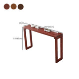Sleek Rectangular Wood Sledge Base Cocoa Console Table #size