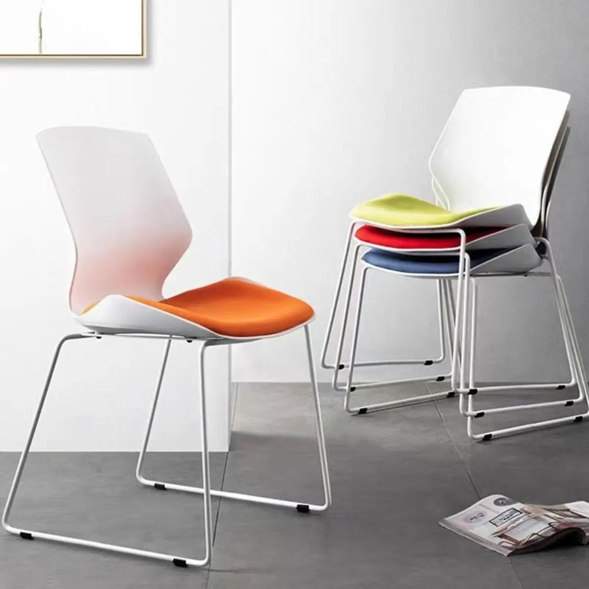 Sleek Stackable Armless Plastic Conference Office Chair Image - 1