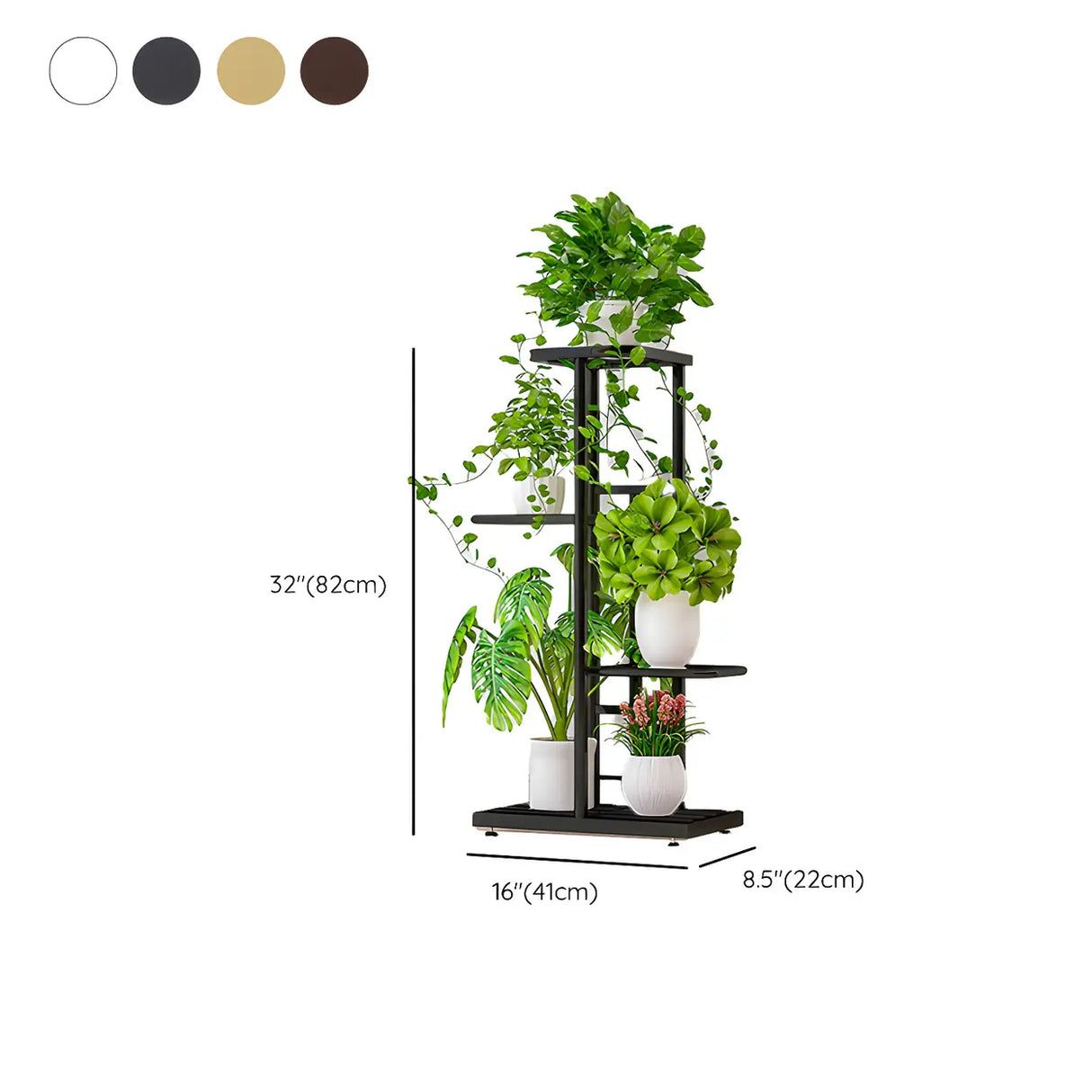 Sleek Stain-Resistant Metal White Multi-Tier Plant Stand 