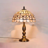 Sleek Tiffany Dome Stained Glass Metal Base Table Lamp Image - 10