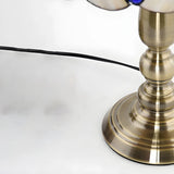 Sleek Tiffany Dome Stained Glass Metal Base Table Lamp Image - 12