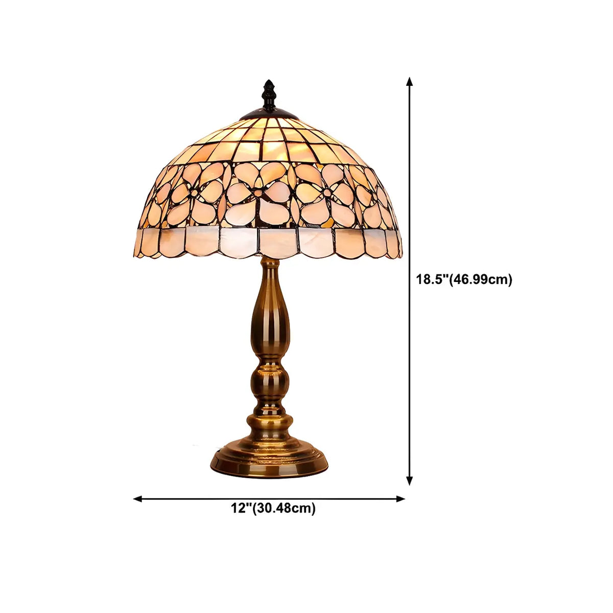 Sleek Tiffany Dome Stained Glass Metal Base Table Lamp Image - 14
