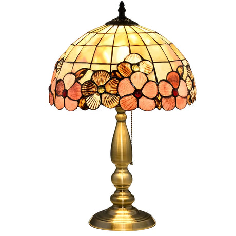 Sleek Tiffany Dome Stained Glass Metal Base Table Lamp Image - 2