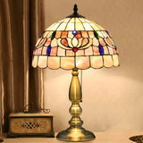 Sleek Tiffany Dome Stained Glass Metal Base Table Lamp Image - 6