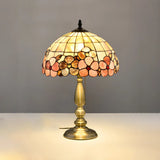 Sleek Tiffany Dome Stained Glass Metal Base Table Lamp Image - 8