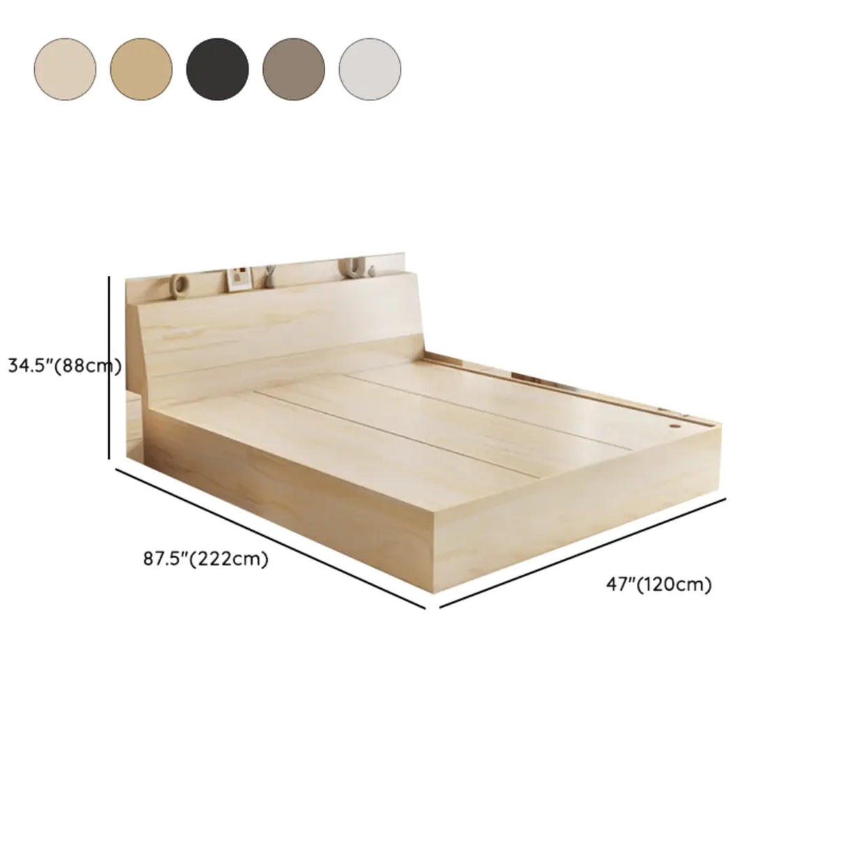 Sleek Warm White King Wood Platform Headboard Panel Bed Image - 12