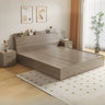 Sleek Warm White King Wood Platform Headboard Panel Bed Image - 5