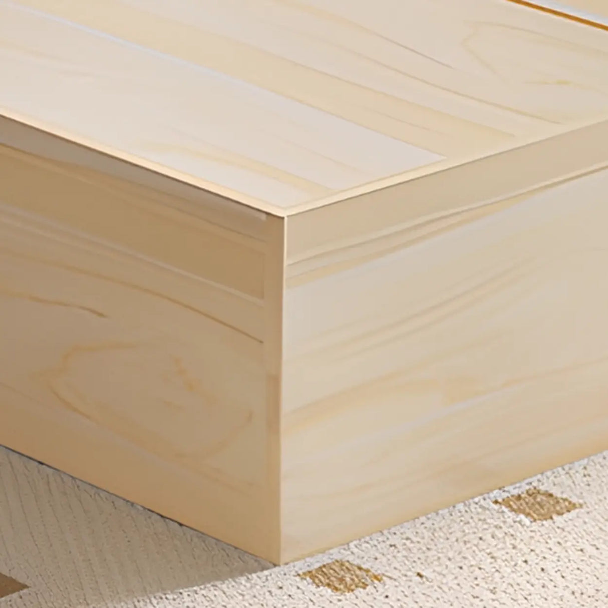 Sleek Warm White King Wood Platform Headboard Panel Bed Image - 6
