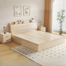 Sleek Warm White King Wood Platform Headboard Panel Bed Image - 7