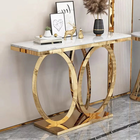 Sleek Washable Geometric Gold Standard Console Table Image - 1