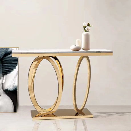 Sleek Washable Geometric Gold Standard Console Table Image - 2