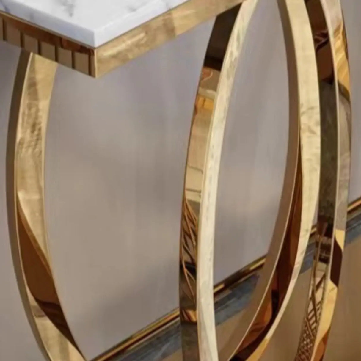 Sleek Washable Geometric Gold Standard Console Table Image - 5