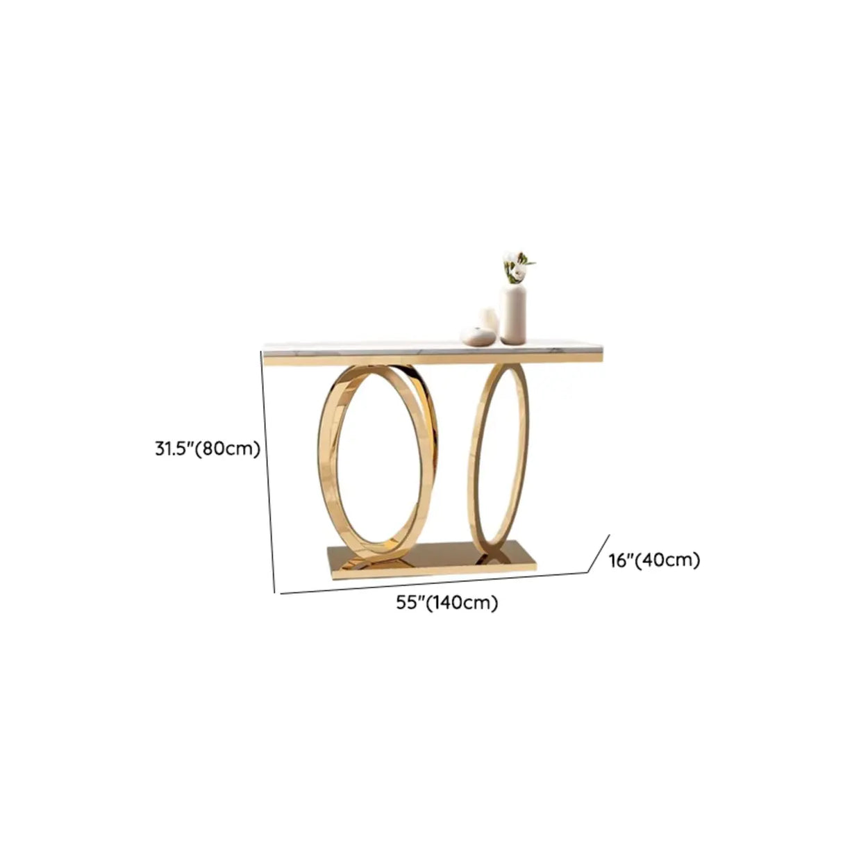 Sleek Washable Geometric Gold Standard Console Table 