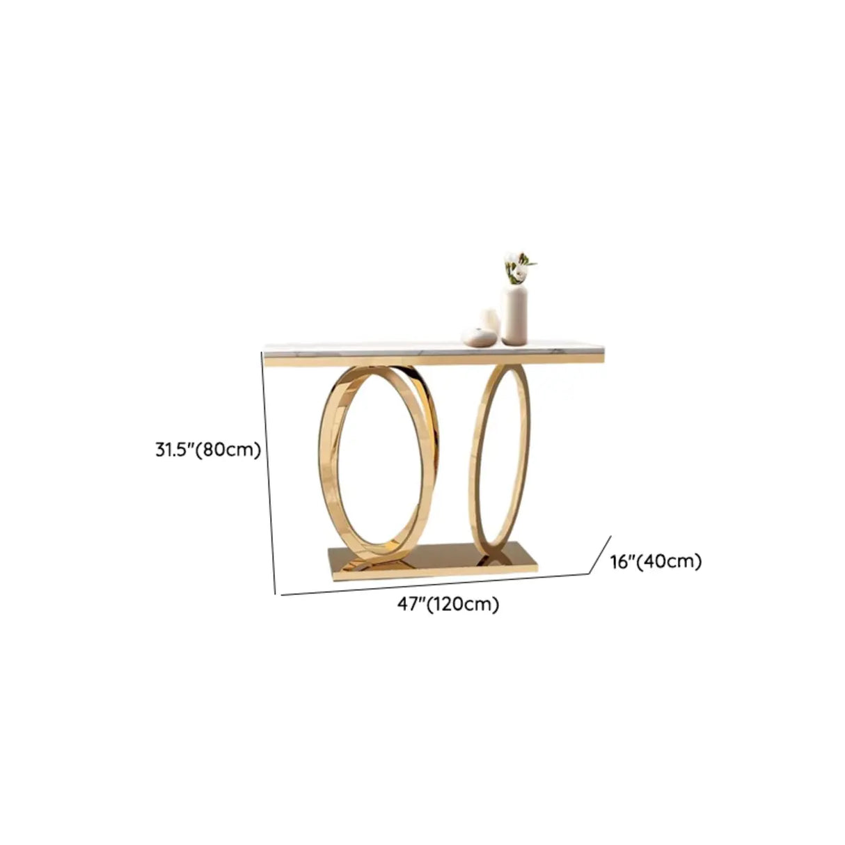 Sleek Washable Geometric Gold Standard Console Table Image - 7