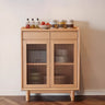 Sleek Wood Walnut Medium Clear Doors Storage Sideboard Image - 19