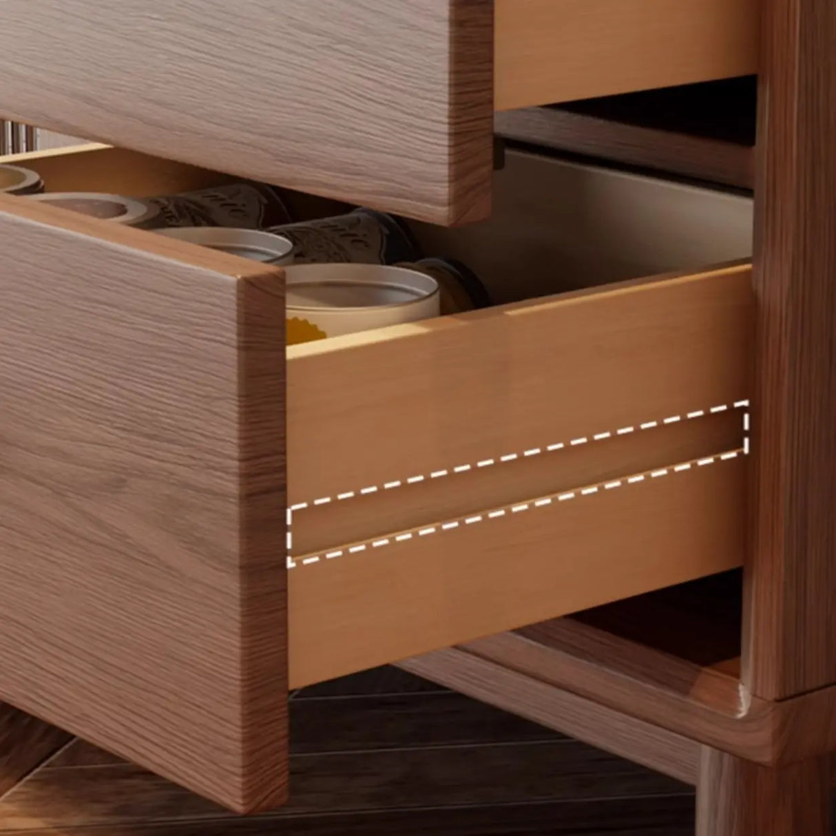 Sleek Wood Walnut Medium Clear Doors Storage Sideboard Image - 4