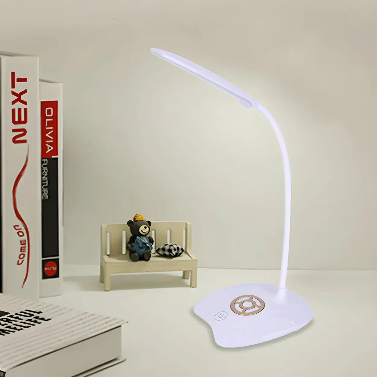 Slim Adjustable Touch-Control Pink LED Desk Lamp Image - 6