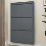 Slim Metal Wall-Mounted Drop Front Shoe Rack Cabinet Image - 1