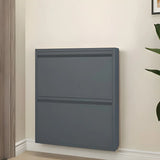 Slim Metal Wall-Mounted Drop Front Shoe Rack Cabinet Image - 6