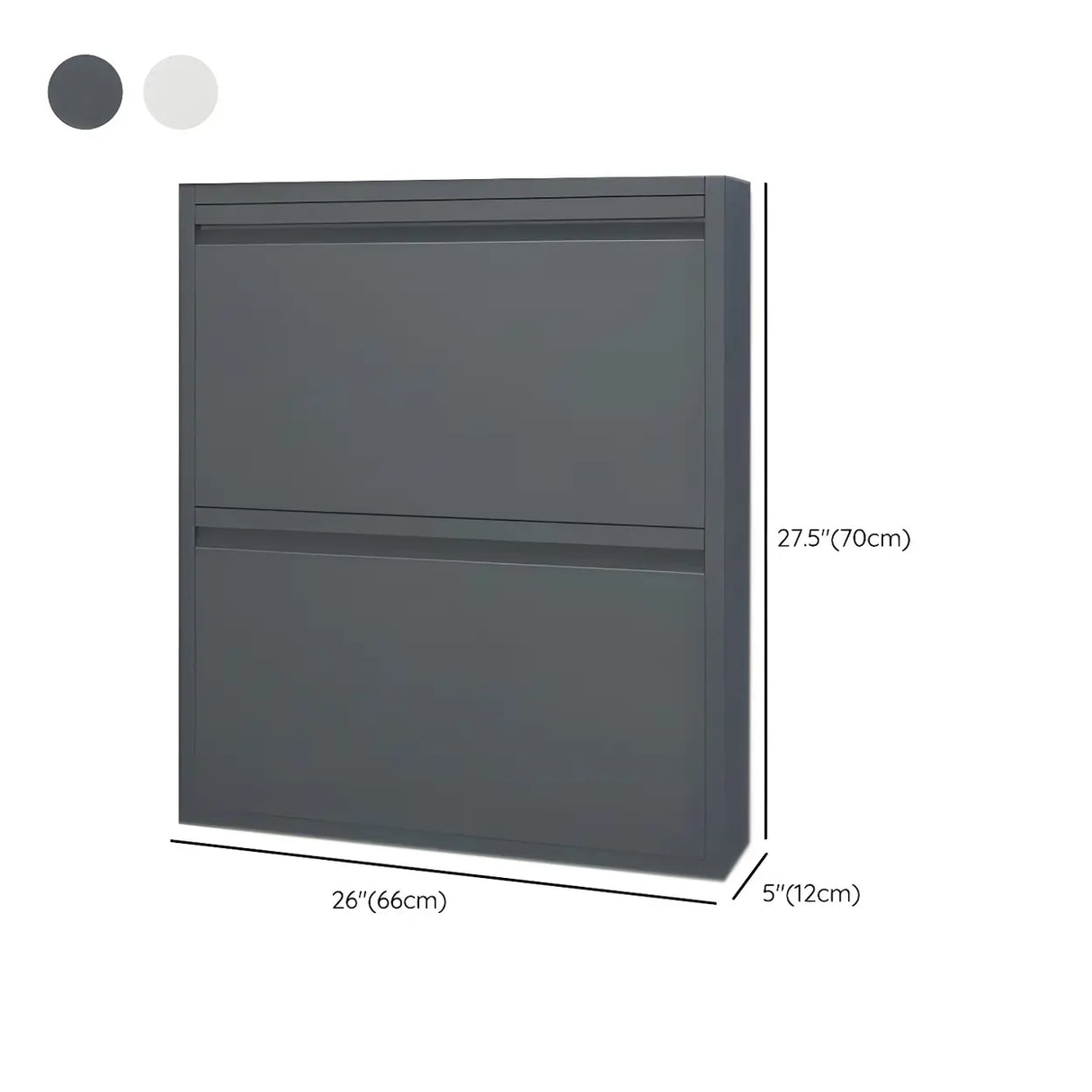 Slim Metal Wall-Mounted White Drop Front Shoe Rack Cabinet 
