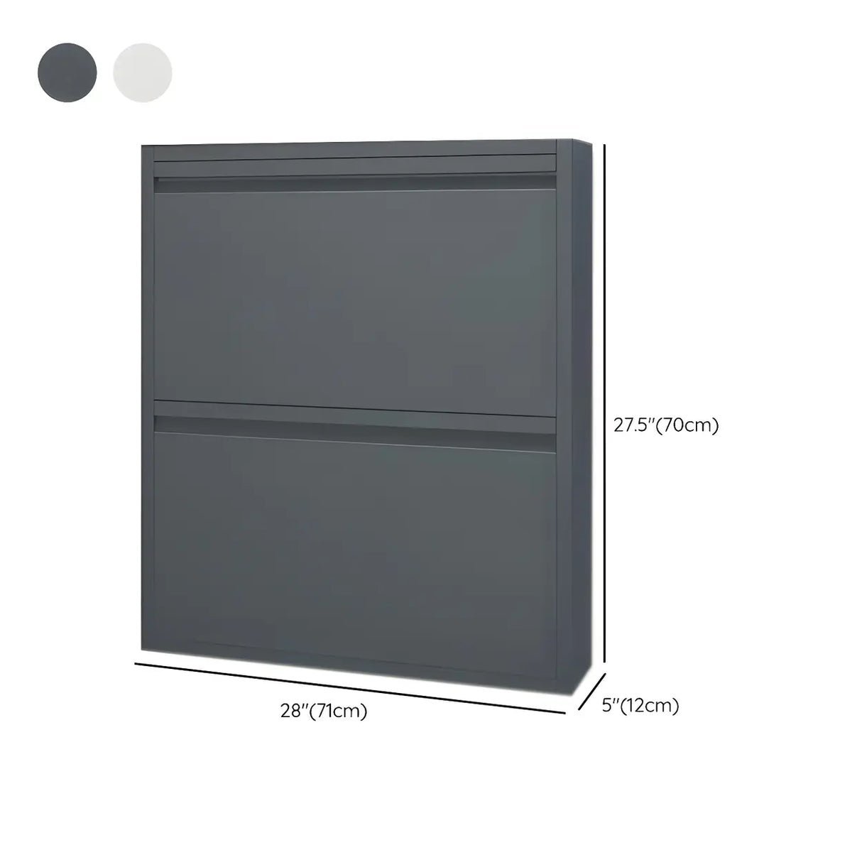Slim Metal Wall-Mounted White Drop Front Shoe Rack Cabinet Image - 16
