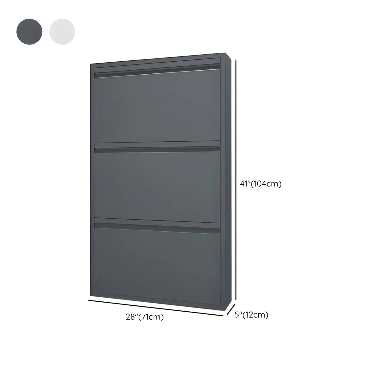 Slim Metal Wall-Mounted White Drop Front Shoe Rack Cabinet Image - 20