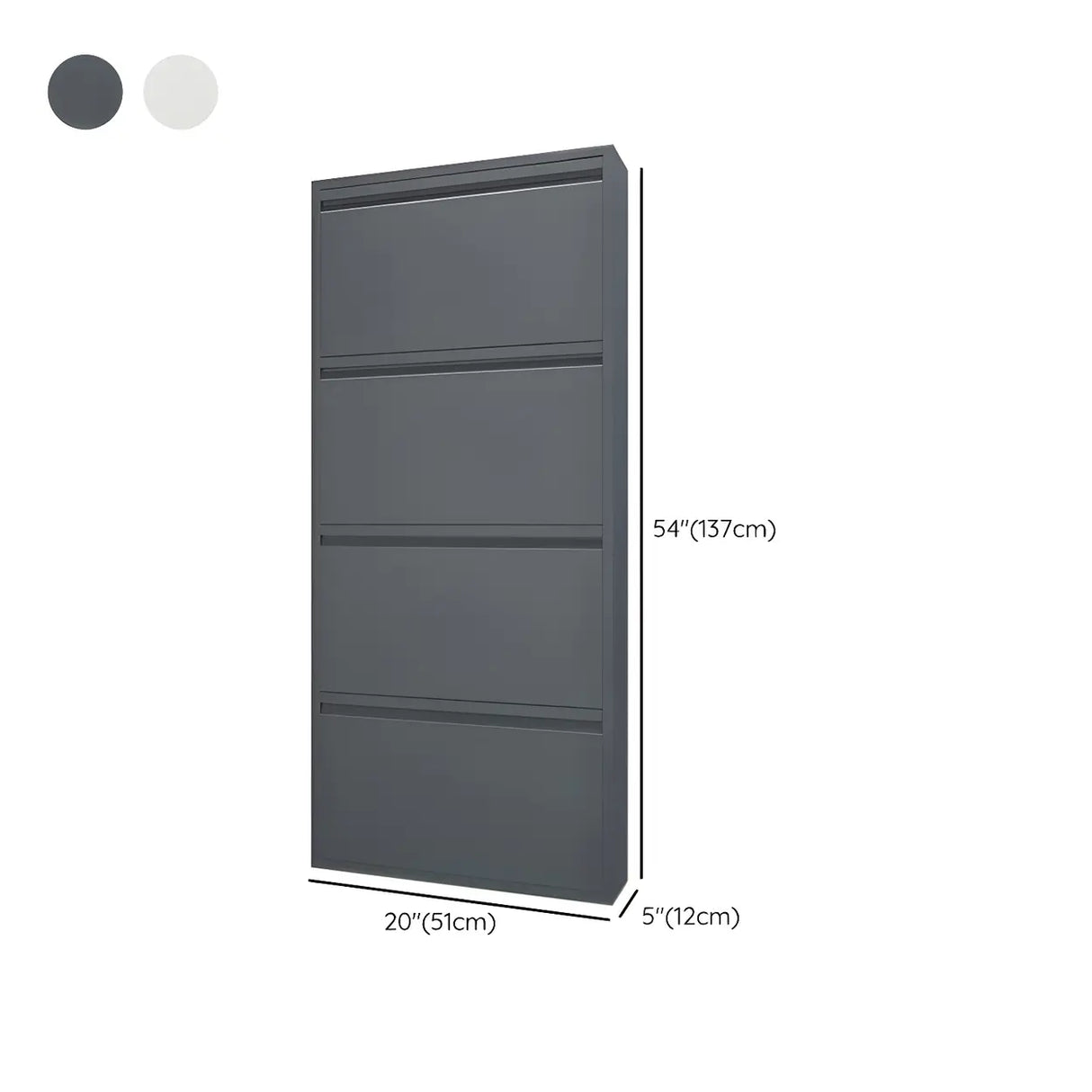 Slim Metal Wall-Mounted White Drop Front Shoe Rack Cabinet Image - 22
