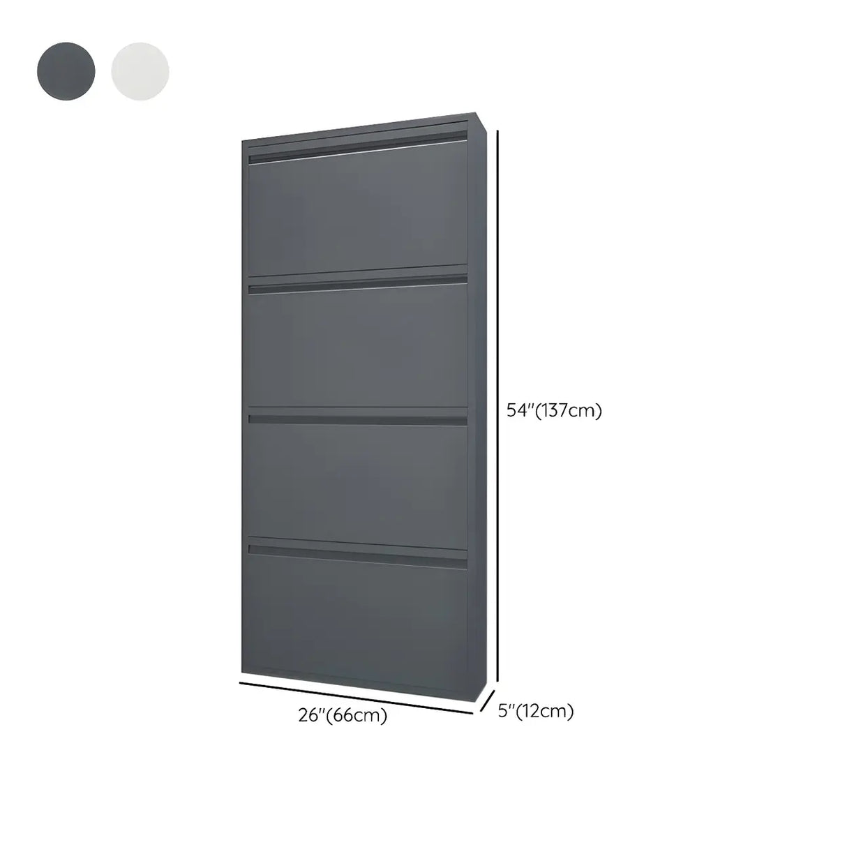 Slim Metal Wall-Mounted White Drop Front Shoe Rack Cabinet Image - 23