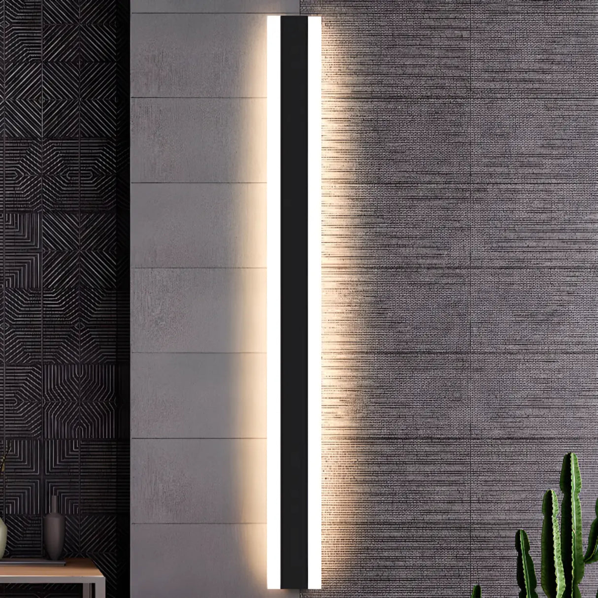 Slim Modern Black Vertical Outdoor LED Wall Light  Image - 15
