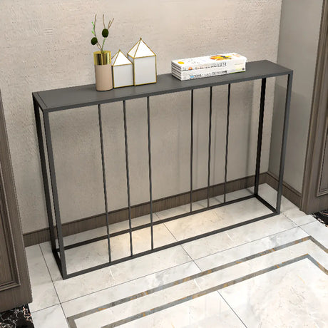 Slim Rectangular Metal Matte Black Entry Console Table Image - 1