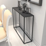 Slim Rectangular Metal Matte Black Entry Console Table Image - 2
