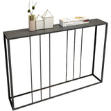 Slim Rectangular Metal Matte Black Entry Console Table Image - 3
