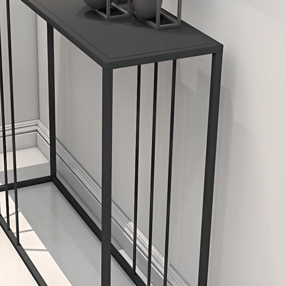Slim Rectangular Metal Matte Black Entry Console Table Image - 6