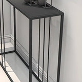 Slim Rectangular Metal Matte Black Entry Console Table Image - 6