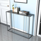 Slim Rectangular Metal Matte Black Entry Console Table Image - 7