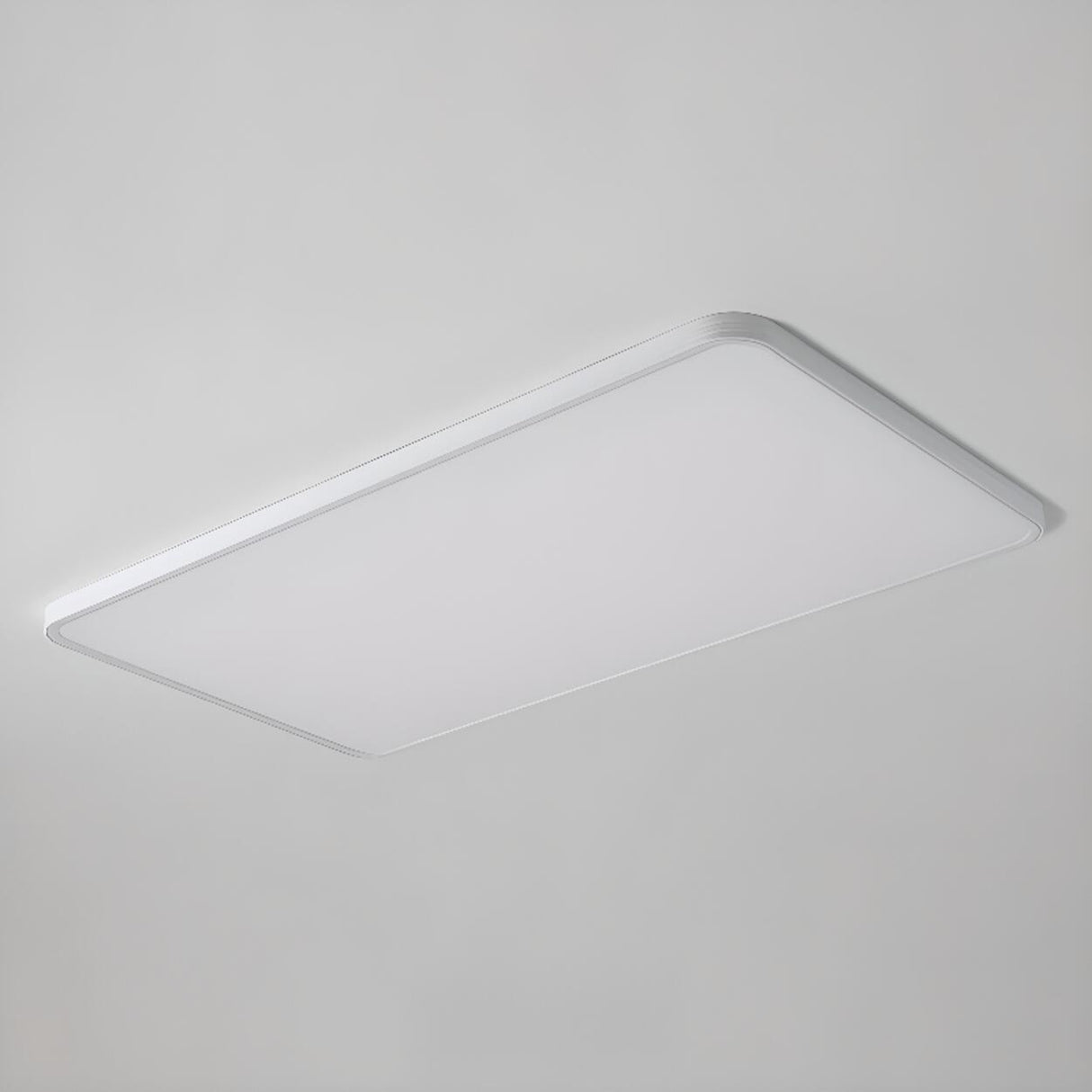 Slim White Rectangular LED Flush Mount Light Living Room Image - 14