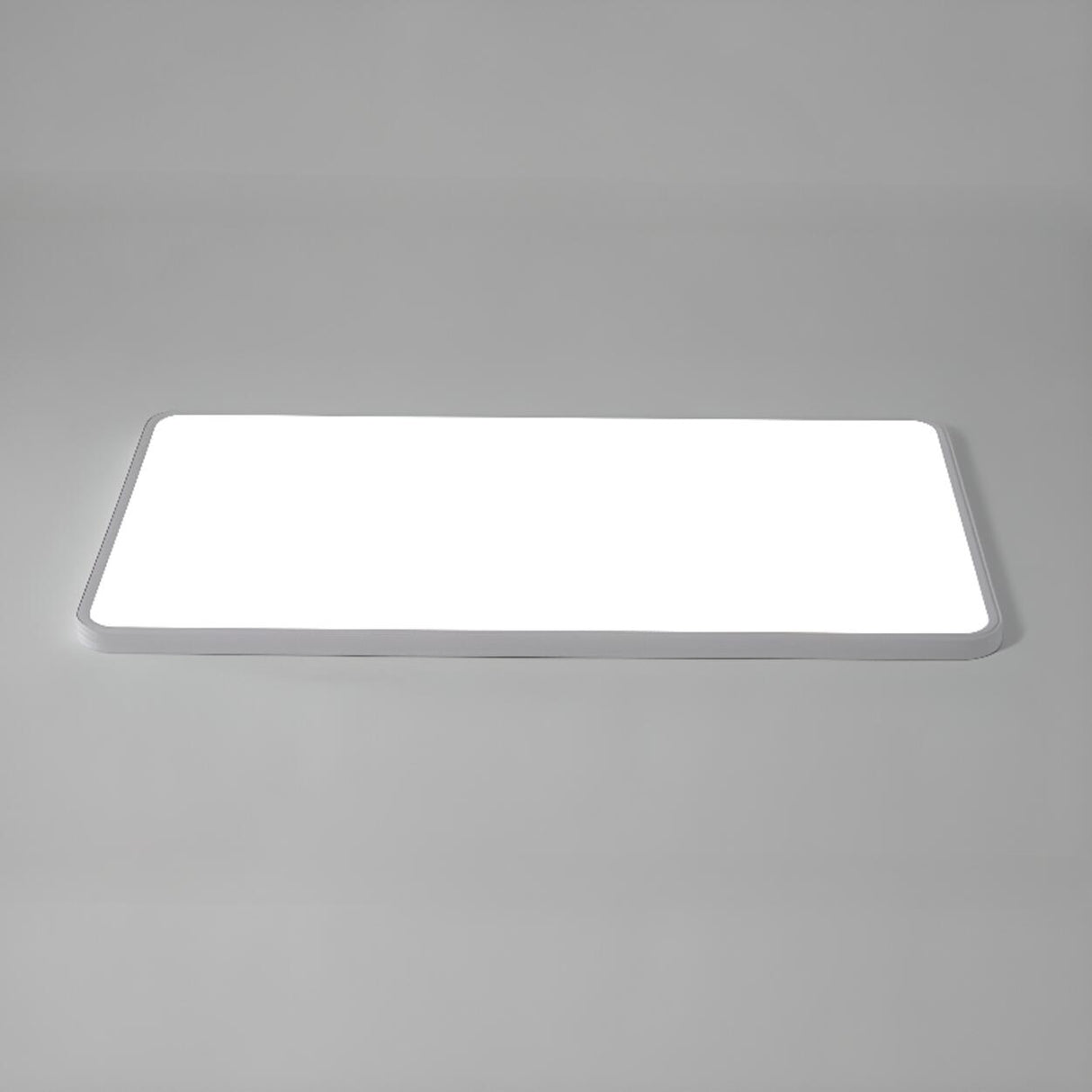 Slim White Rectangular LED Flush Mount Light Living Room Image - 18